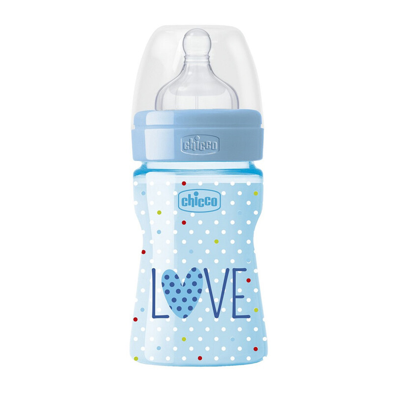 CHICCO - Cumisüveg Well-Being LOVE szilikon 150 ml fiú 0m+