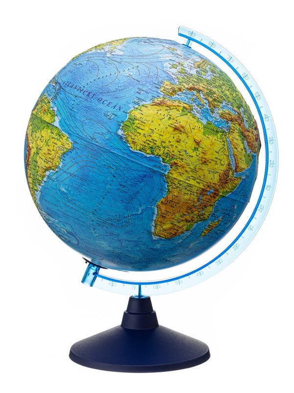 ALAYSKY'S - 25 cm RELIEF Cable - Free Globe Physical / Political with Led  CZ