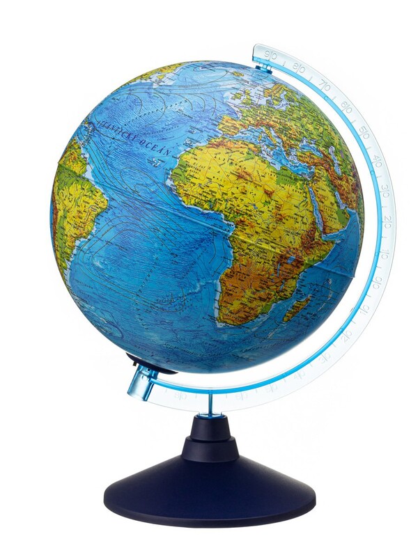 ALAYSKY'S - 32 cm RELIEF Cable - Free Globe Physical / Political with Led SK