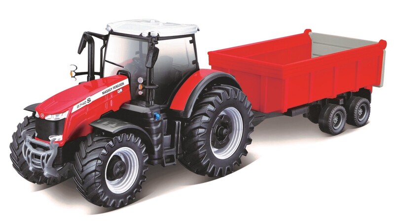 BBURAGO - 1:50 mezőgazdasági traktor Massey FERGUSSON 8740S traktor pótkocsival