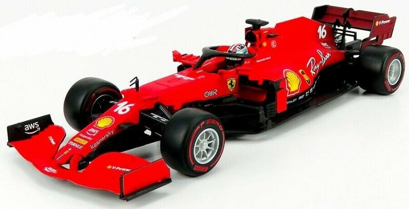 BBURAGO - 1:43 Ferrari Racing F1 SF21 #16 (Charles Leclerc) sisakkal - kemény tok