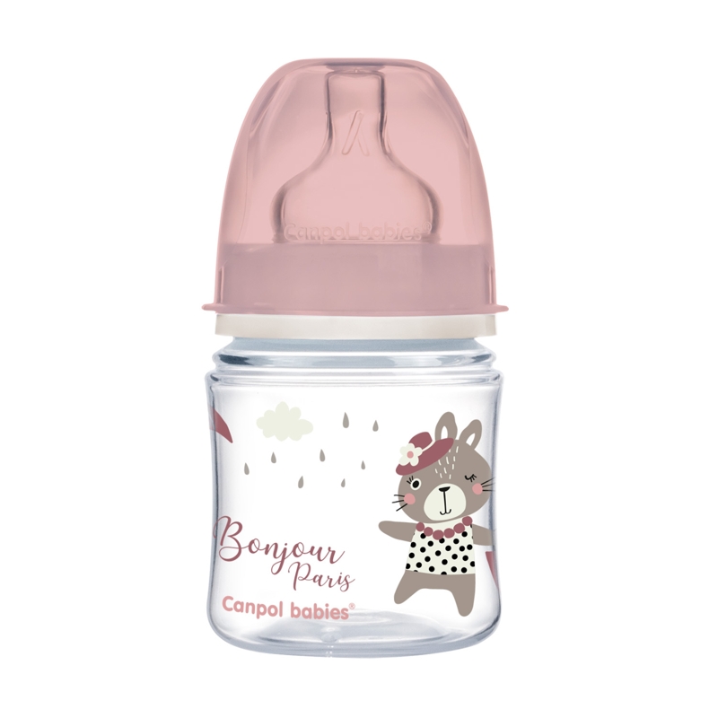 CANPOL BABIES - Bonjour Paris széles szájú palack 120 ml rózsaszínű