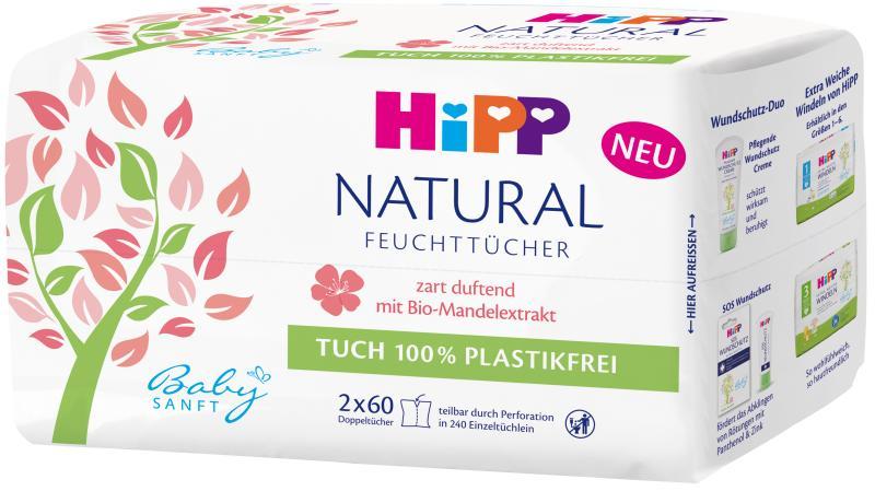 HIPP - Babysanft tisztító nedves törlőkendők Aqua Natural 2 x 60 db