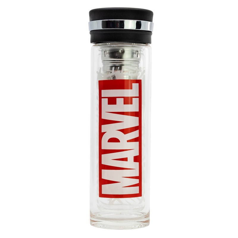 STOR - Italos üveg palack rozsdamentes acél szűrővel MARVEL 355ml