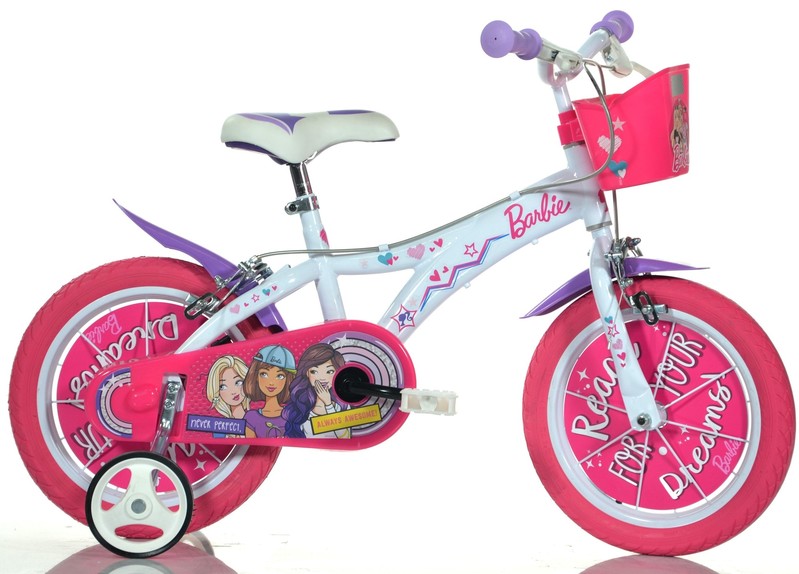 DINO BIKES - Gyerekkerékpár - 14" Dino 614GBA kosárral és Barbie jogosítvánnyal