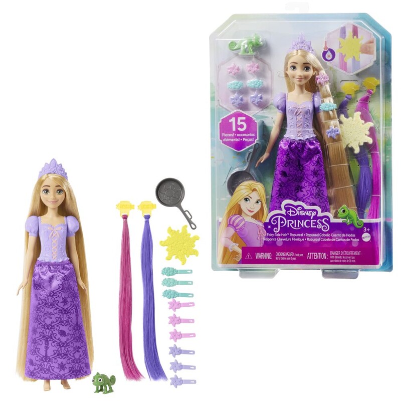 MATTEL - Disney Hercegnő Rapunzel baba tündérhajjal