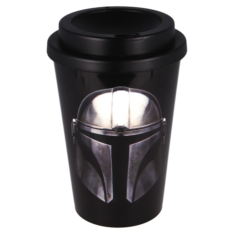 STOR - Műanyag termo pohár fedővel STAR WARS Mandalorian 390ml