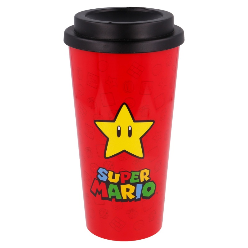 STOR - Műanyag termo pohár fedővel SUPER MARIO Star