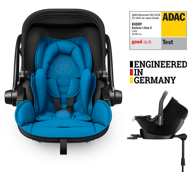 KIDDY - Autósülés Evoluna i-size 2 + Isofix talp 40-83 cm Sky Blue BZP