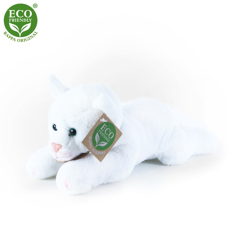 RAPPA - Plüss macska fekvő fehér 22 cm ECO-FRIENDLY