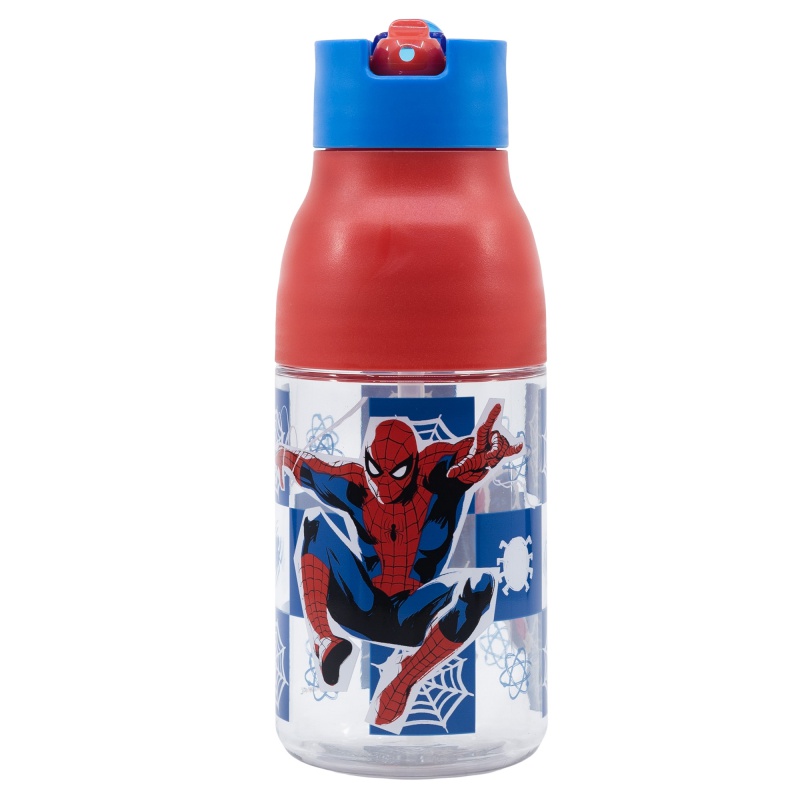 STOR - Műanyag palack kihúzható szívószállal SPIDERMAN