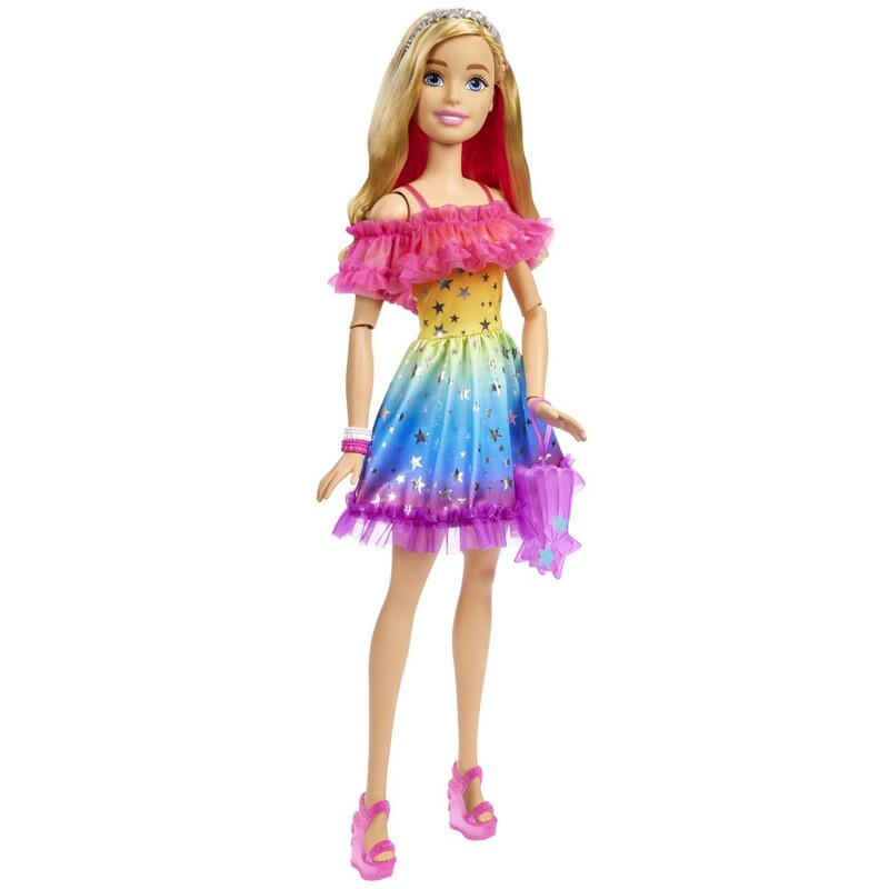 MATTEL - Barbie 71 cm magas baba szivárványos ruhában