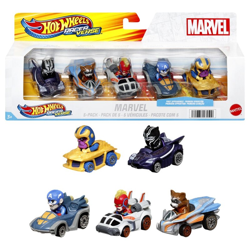 MATTEL - Hot Wheelittle Smoby racerverse Marvel 5db autó