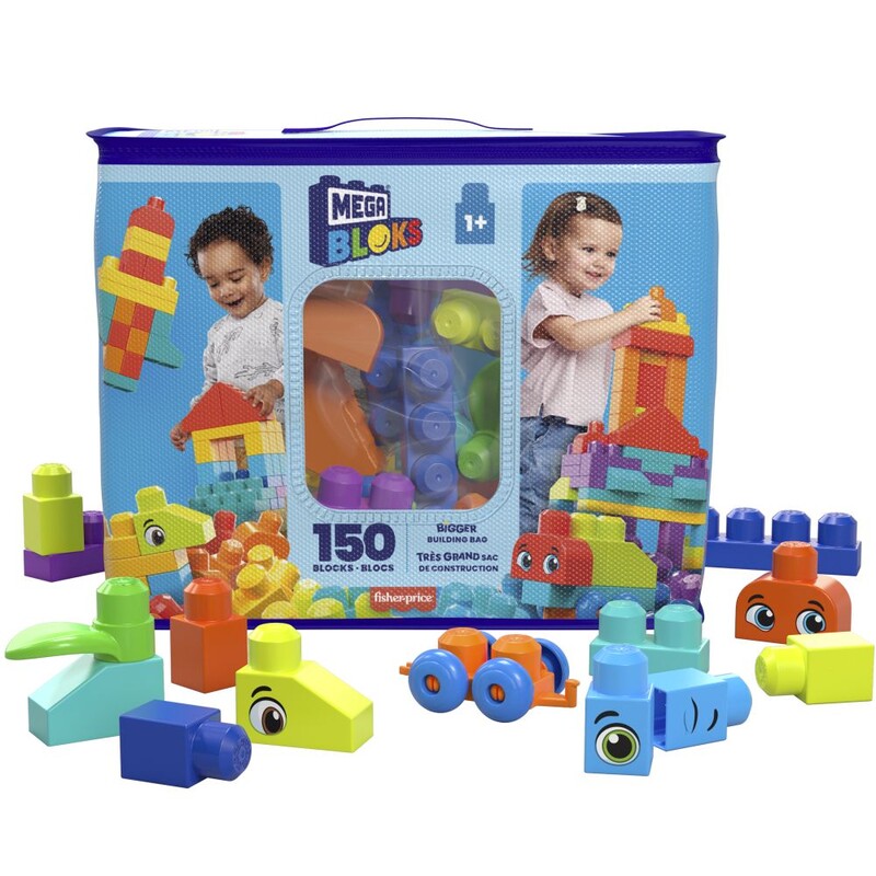 MATTEL - Mega Bloks túlméretezett kocka zsák - kék (150)