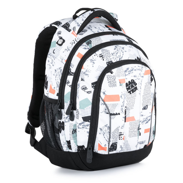 BAGMASTER - Iskolai hátizsák Supernova 21 A White /Black /Orange