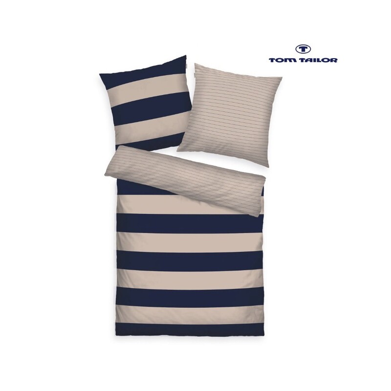 HERDING - TOM TAILOR ágynemű Bold Stripes 70x90cm / 140x200cm Dark Navy/ Sunny Sand