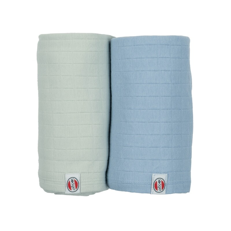 LODGER - Swaddler Solid 2csomag 110 x 110 cm Peppermint/Blue Fogg