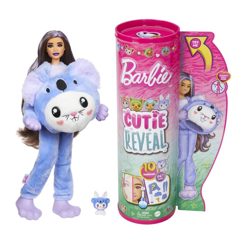 MATTEL - Barbie Cutie Reveal Barbie Jelmezben - Nyuszi Lilában Koala jelmezek