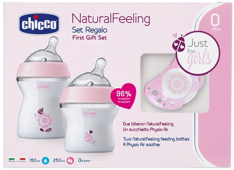 CHICCO - Ajándék szett Natural Feeling + Air cumi - lány