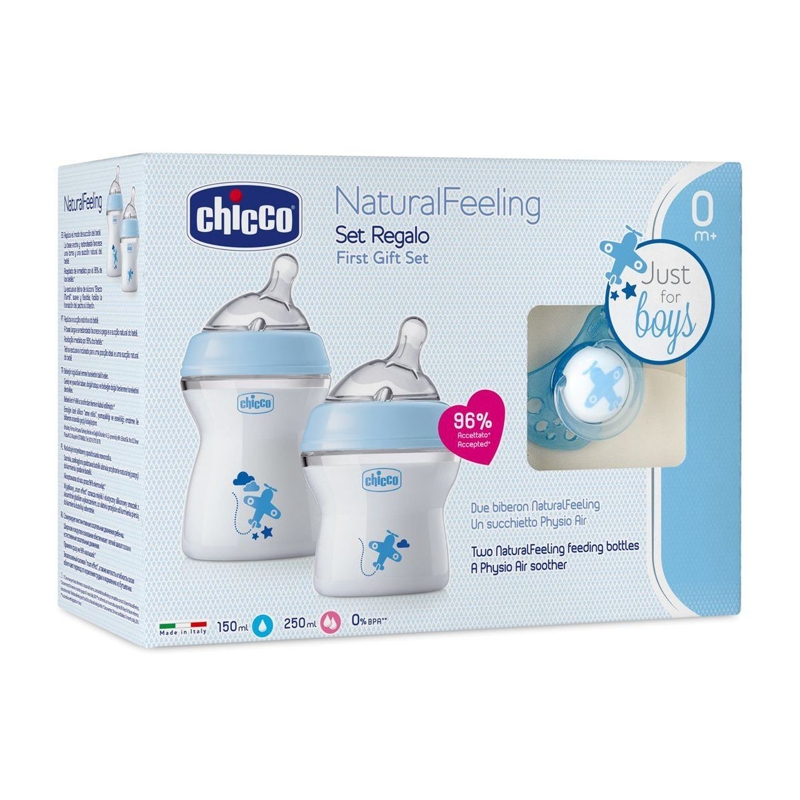 CHICCO - Ajándék szett Natural Feeling + Air cumi – fiú