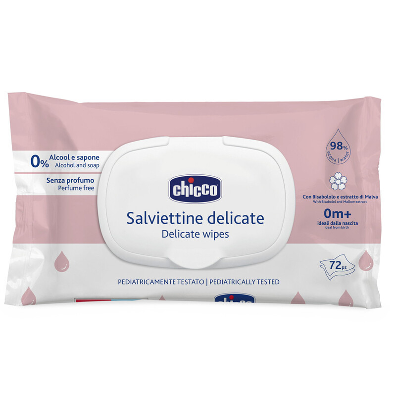 CHICCO - Gyermek nedves törlőkendők Delicate kamillával 72 db