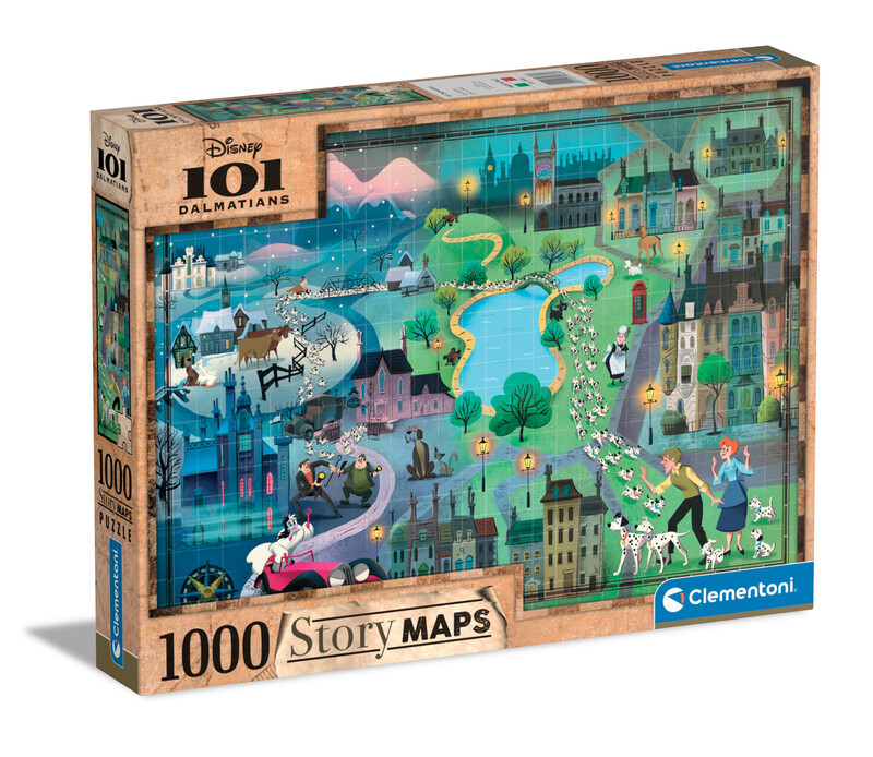 CLEMENTONI - Puzzle 1000 alkatrészek - Disney térkép 101 dalmát