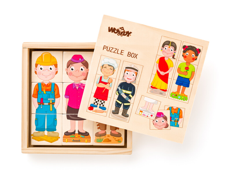 WOODY - Puzzle Emberek és szakmák a világ minden tájáról díszdobozban