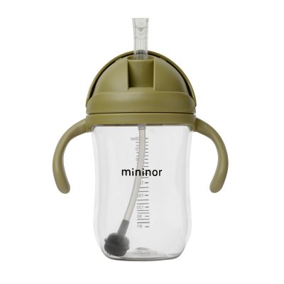 MININOR - Szívószálas Tritan üveg 330 ml Moss zöld