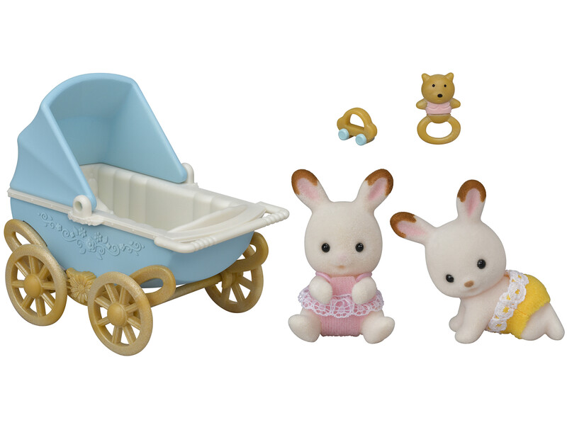 SYLVANIAN FAMILY - Csokoládé nyuszi ikrek babakocsival