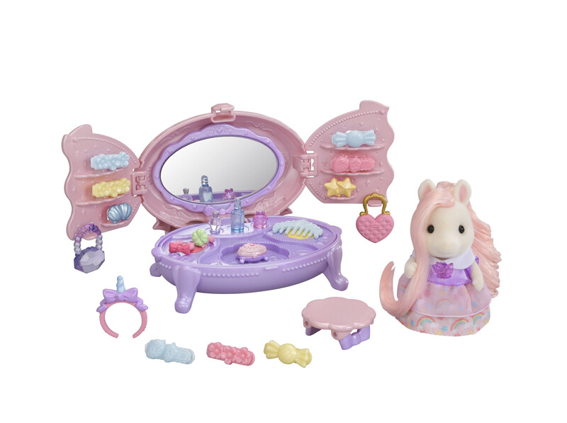 SYLVANIAN FAMILY - Fürdőszobai szett kiegészítőkkel és fésülködő pónival