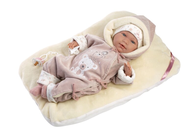 LLORENS - 74106 NEW BORN - valósághű baba hangokkal és puha textil testtel - 42 cm